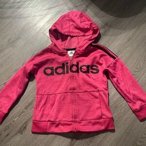 Adidas Kids Hoodie in Bright Pink with Black Accents